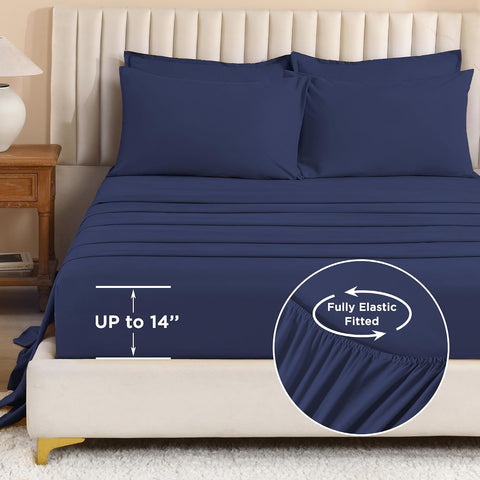 Litanika Full Comforter Set with Sheets - 7 Pieces Solid Bed in a Bag