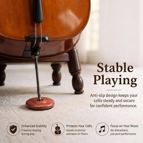 Nuanchu 4 Piece Cello Rock Stop with Strap Endpin Anchor, Brown, Wood