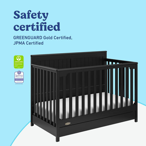 Graco Hadley 5-in-1 Convertible Crib with Drawer, Black