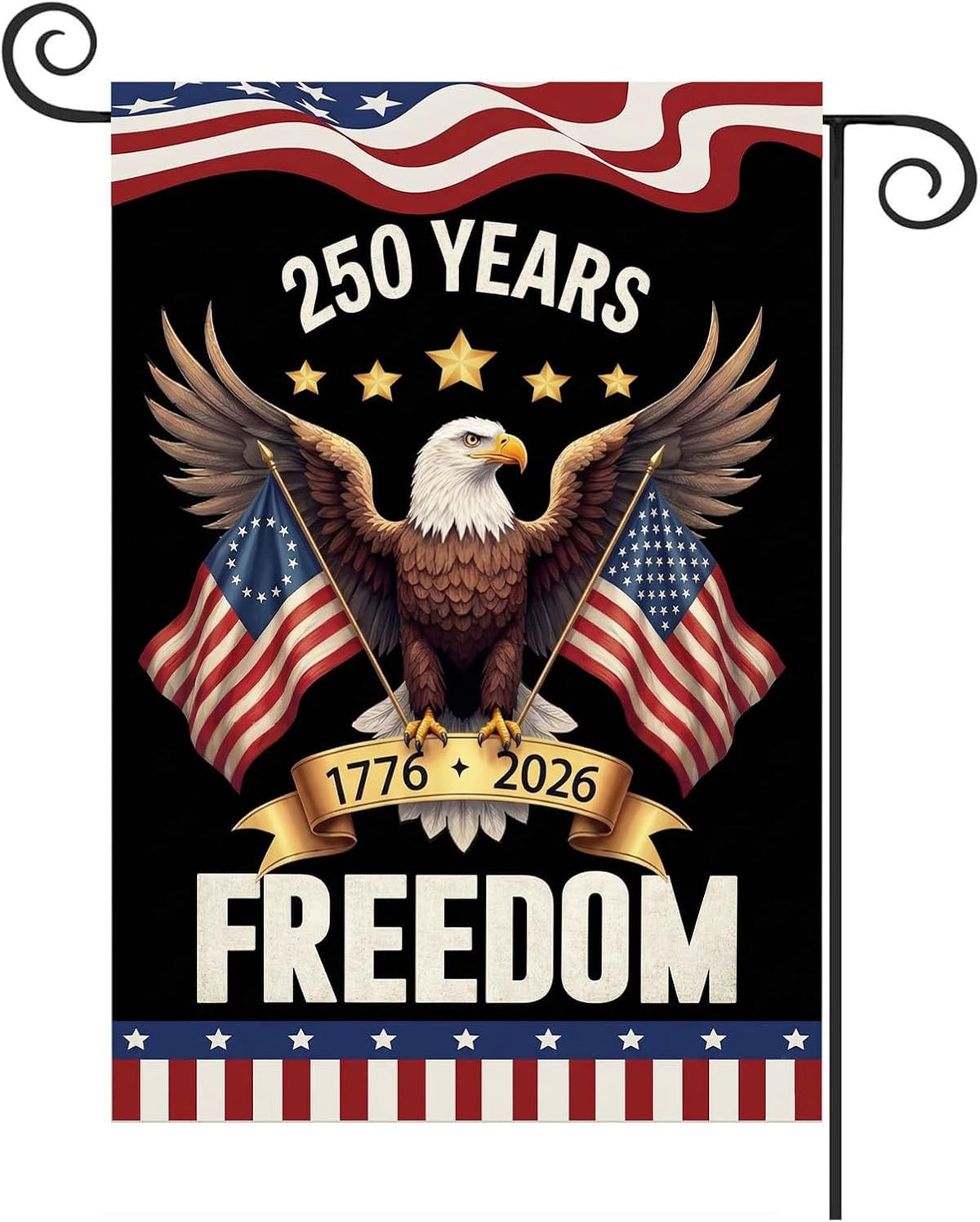 TOPFLAGS 250 Anniversary USA Flag Garden Flags 1776-2026 Double Side 12x18 Inch Eagle for Outside American Patriotic Banner with Freedom