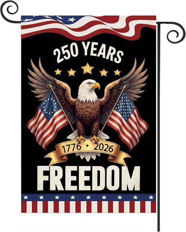 TOPFLAGS 250 Anniversary USA Flag Garden Flags 1776-2026 Double Side 12x18 Inch Eagle for Outside American Patriotic Banner with Freedom
