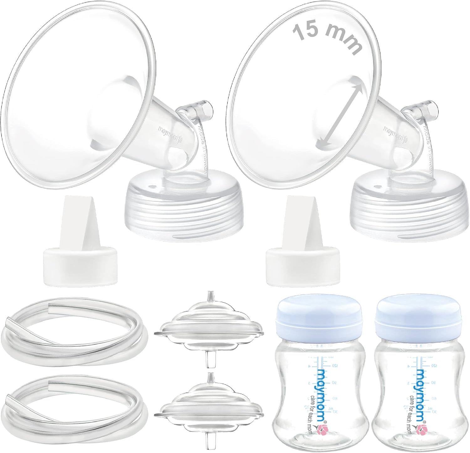 Maymom Pump Parts Compatible with Spectra S2 S1 Replacement Kit, 15mm Flange Valve Tube Bottle Backflow Protector, Not Original Spectra S2 Replacement Pump Parts Duckbill Valve Bottle