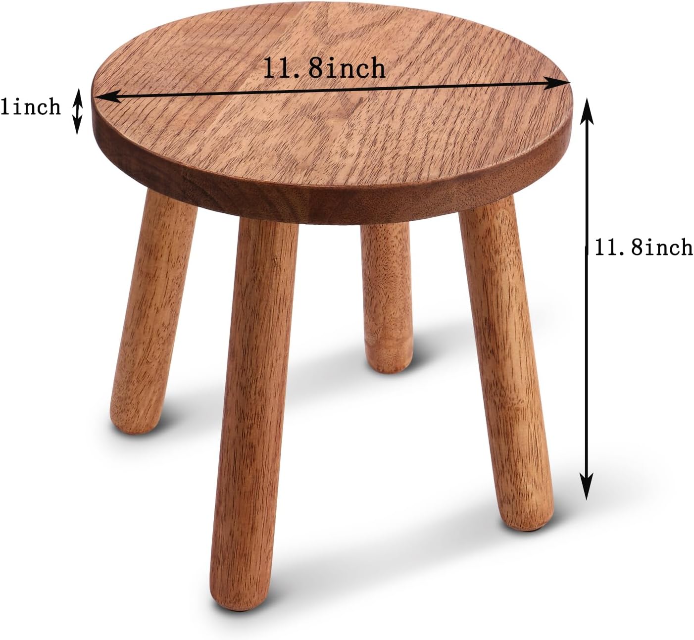 Solid Wooden Stool,Plant Stand,Step Stool,Light Walnut,11.8" H