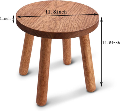 Solid Wooden Stool,Plant Stand,Step Stool,Light Walnut,11.8" H