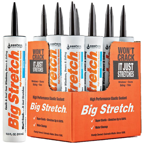 Sashco - BIG-P-B-12 Big Stretch Acrylic Latex High Performance Caulking Sealant, 10.5 Ounce Cartridge, Black (Pack of 12)