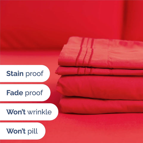 Full Size 4 Piece Sheet Set - Comfy Breathable & Cooling Bed Sheets - Red