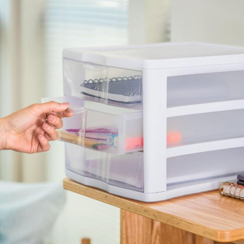 Sterilite Wide 3-Drawer Storage Unit for Bedroom and Dresser, 8-Pack