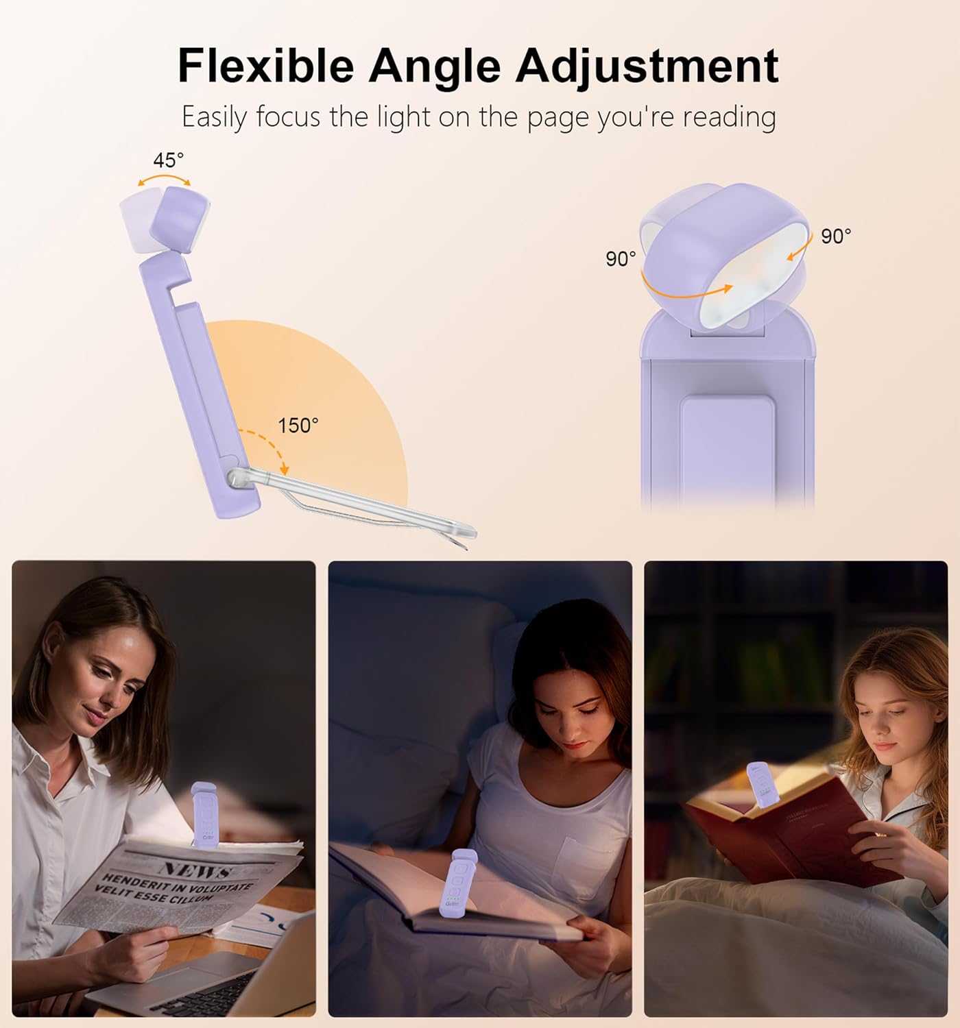 Gritin Reading Light, Rechargeable Book Light for Reading in Bed