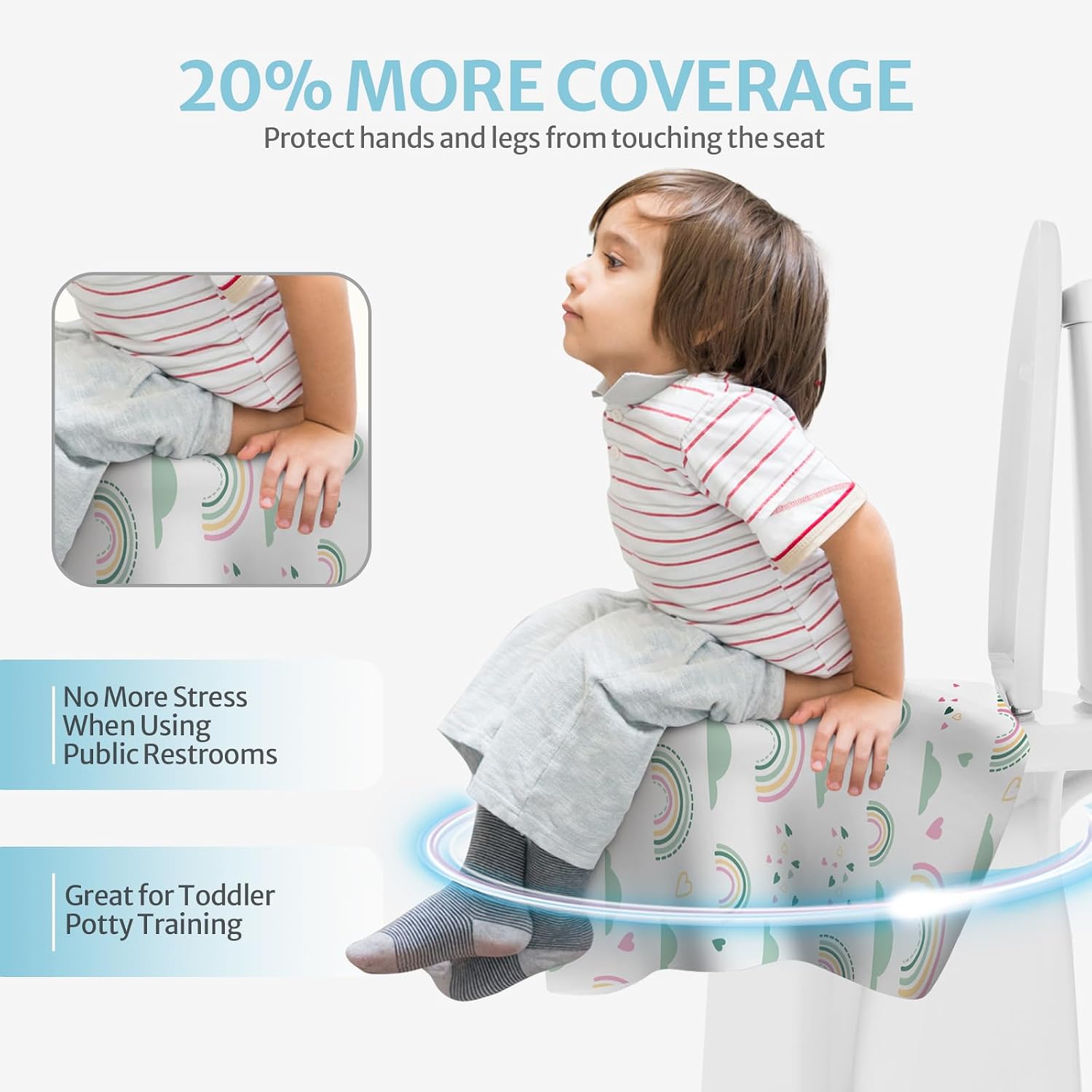 Blissful Diary 20 Pcs Toilet Seat Covers Disposable for Toddlers & Adults, Extra Large Waterproof, Portable Package for Travel, Kids Potty Training (Pack of 2)
