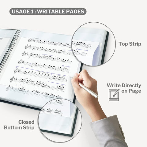 CRANBURY Sheet Music Folder 8.5x11, Dual-Use Music Binder, Pink