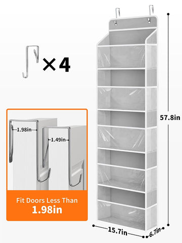 JARLINK Over The Door Toy Storage Organizer w/Clear Window, Grey, 2 Pack