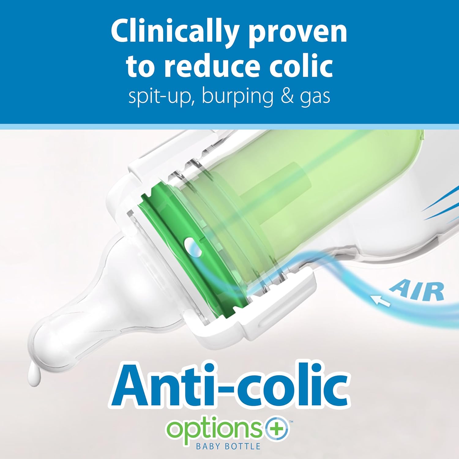 Dr. Brown's Anti-Colic Options+ Narrow Baby Bottle, 4 oz, 4-Pack