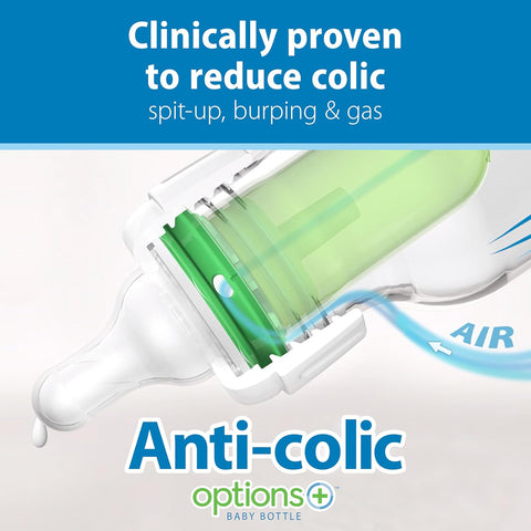 Dr. Brown's Anti-Colic Options+ Narrow Baby Bottle, 4 oz, 4-Pack