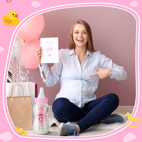 Tessco for you 2 Pcs 11in Jumbo Baby Bottle Bank Baby Shower, Pink