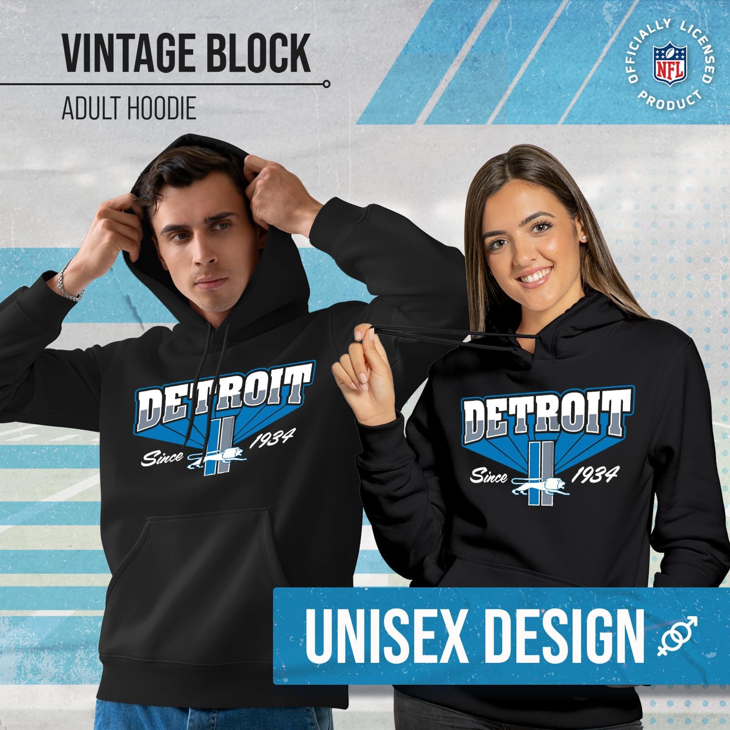 Team Fan Apparel NFL Vintage Block Fleece Hoodie, Officially Licensed