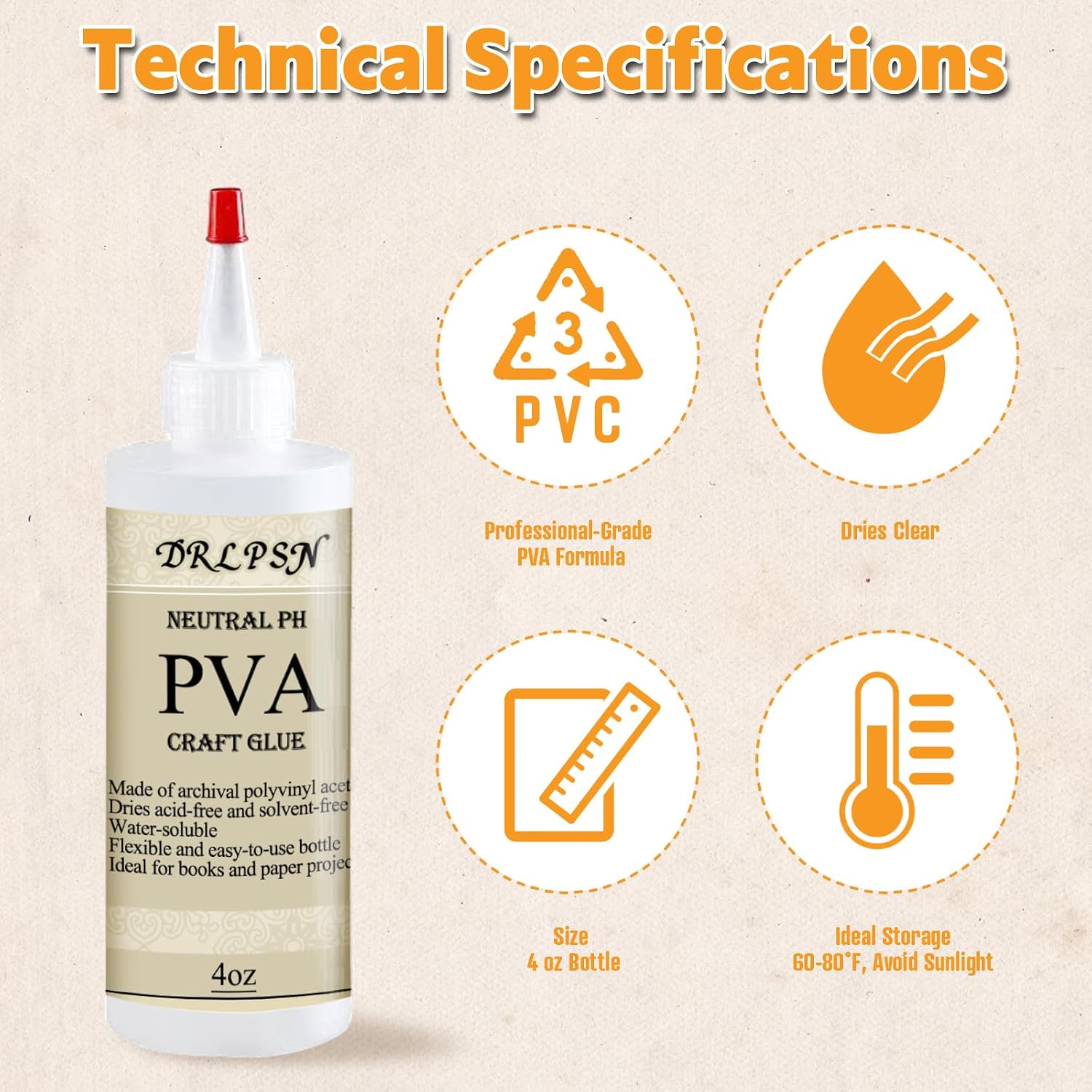 PVA Glue Book Binding, PH Neutral PVA Adhesive, Professional-Grade Strength Acid-Free Book Glue, Dries Clear & Remains Flexible, Used for Book Repair, Framing & Crafts | Safe for Paper (4 oz)