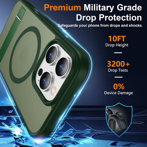 SPIDERCASE for iPhone 16 Pro Case,with Stand,Dark Green