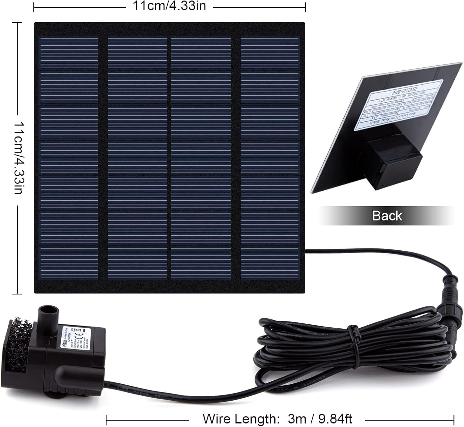Solar Fountain Pump Kit with Separate Solar Panel, 1.8 W Upgraded Solar Water Pump with 9.84FT Cable & 4 Nozzles Solar Water Fountain for Bird Bath,Pond, Patio Garden Water Pump with Built-in Filter