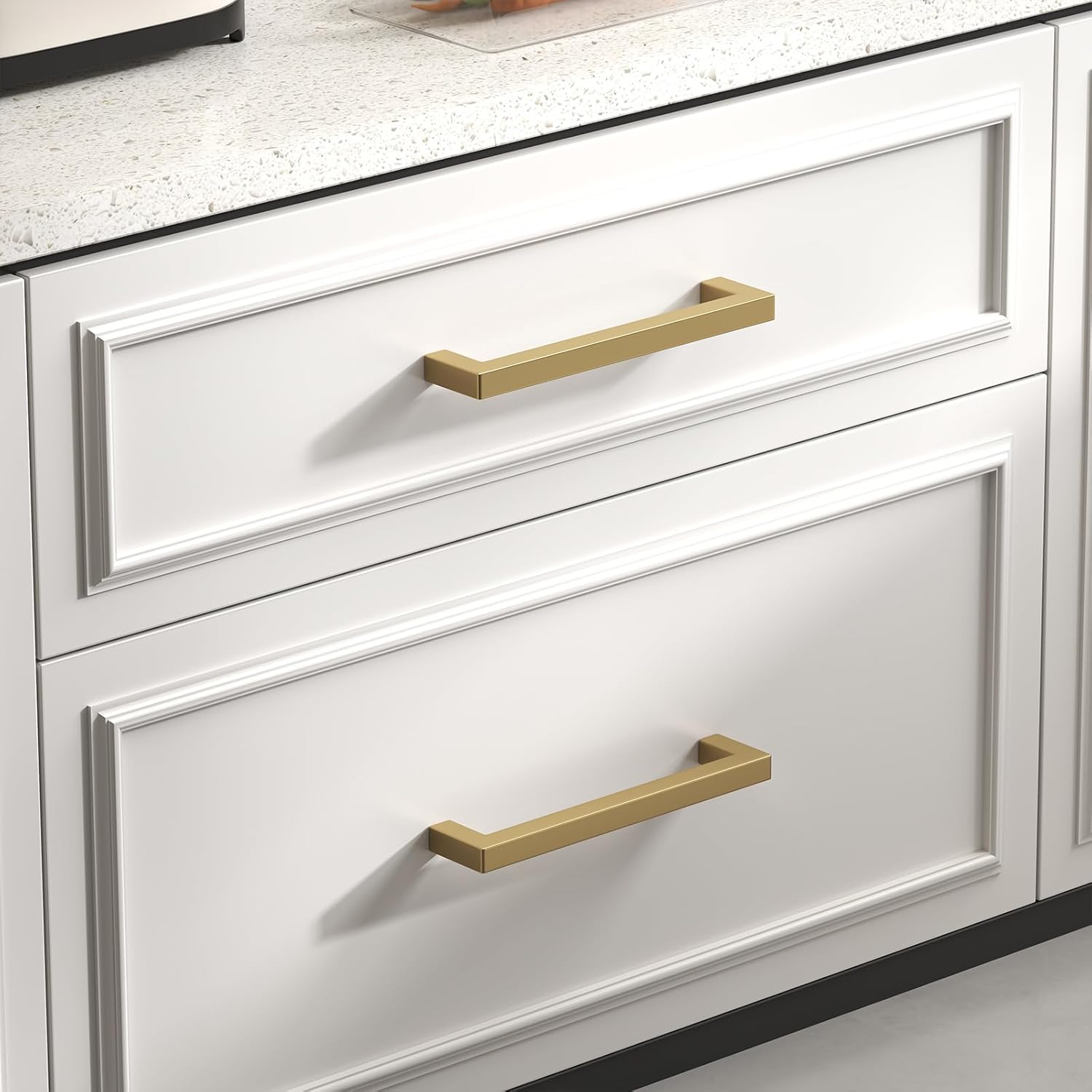 Goldenwarm 25 Pack 5 Inch Champagne Bronze Cabinet Pulls Square Handles