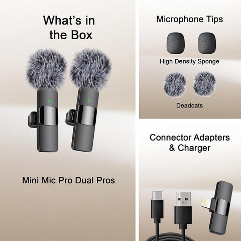 Mini Mic Pro (Latest Model – #1 Microphone for iPhone & Android, Wireless Mini Microphone, Clear Voice, Noise Cancelling, Lavalier Mic for TikTok, YouTube & Interviews (iPhone 14 & Below)