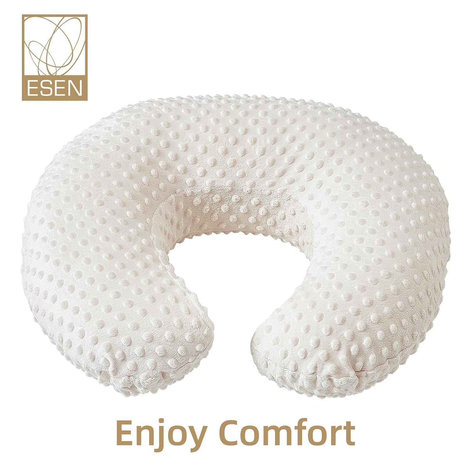 ESEN Nursing Pillow and Body Positioner for Breast Feeding and Bottle Feeding, Ultra Soft Baby Breastfeeding Pillows with Removable Nursing Pillow Cover for More Support for Mom and Baby (Beige)