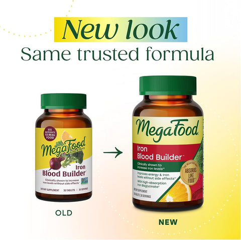 MegaFood Blood Builder Iron Supplement, Energy Support, Vegan, 60 Tablets