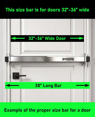Doorricade Security Bar - Fits an Inward Opening Door 32-36" Wide-Silver
