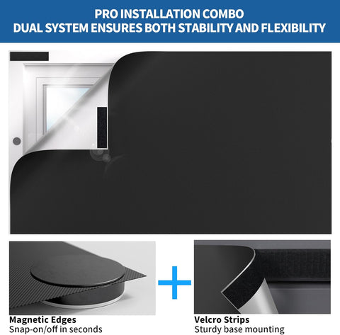 BKSAI 100% Blackout Window Cover, Portable Magnetic Black Out Curtains for Window, Black Out Shades No Drill Cuttable Blackout Blinds for Bedroom, RV, Nursery, Media Room, 39x57 inch, 2Pack