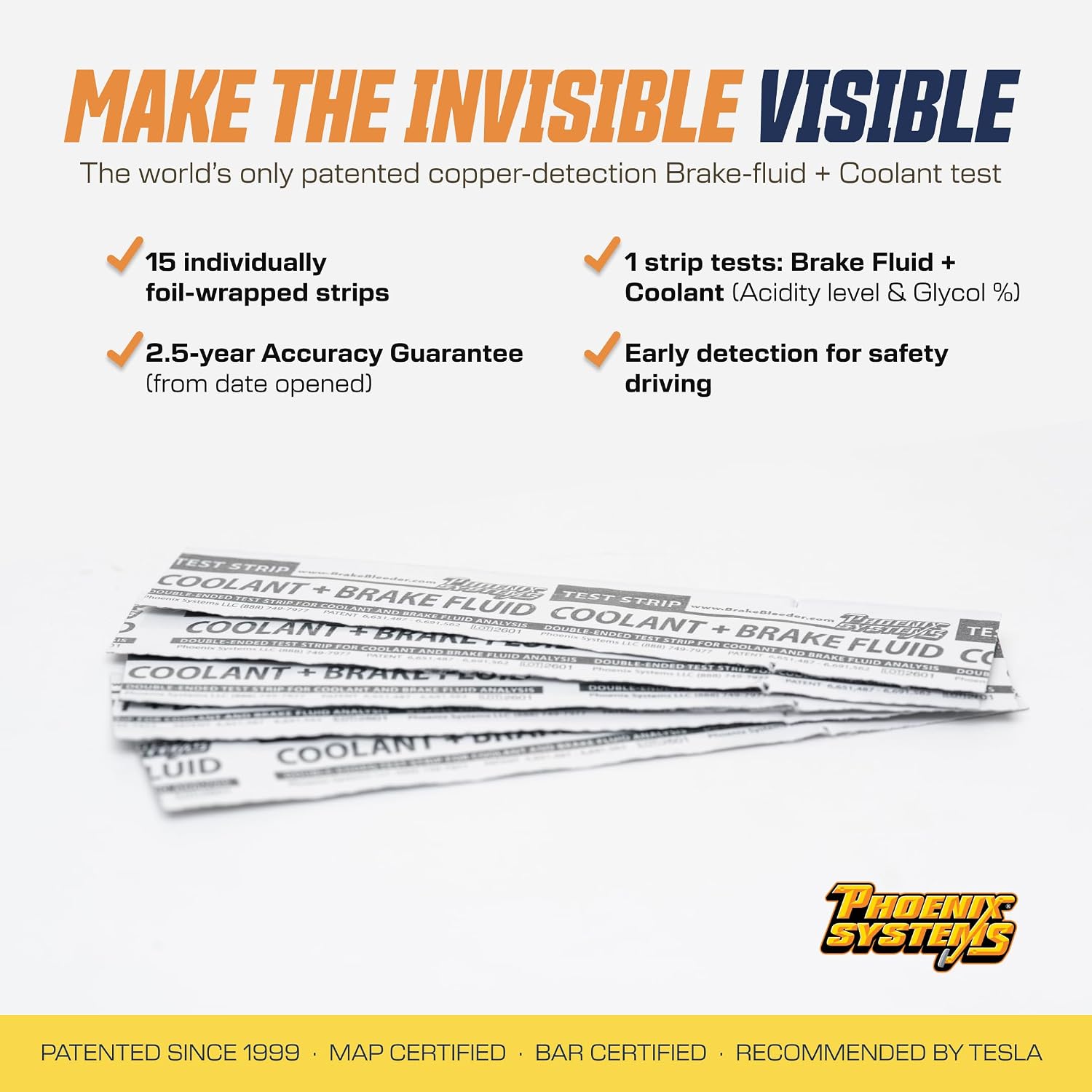 Phoenix Systems 15-Pack Double-Ended Brake Fluid & Coolant Test Strips