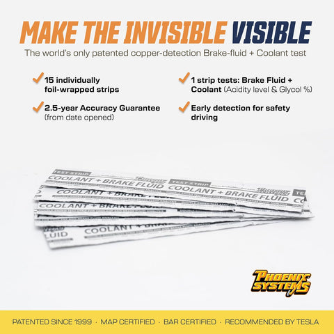 Phoenix Systems 15-Pack Double-Ended Brake Fluid & Coolant Test Strips