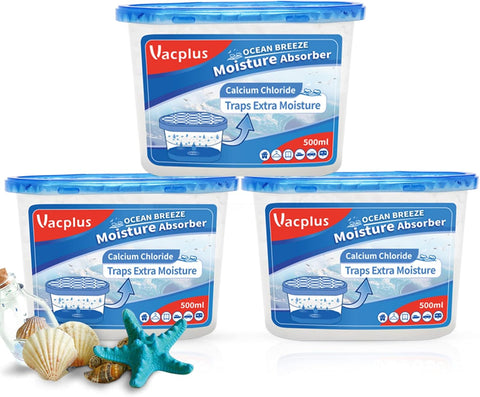 Vacplus Moisture Absorber, 3 Pack, Strong Absorption, Charcoal