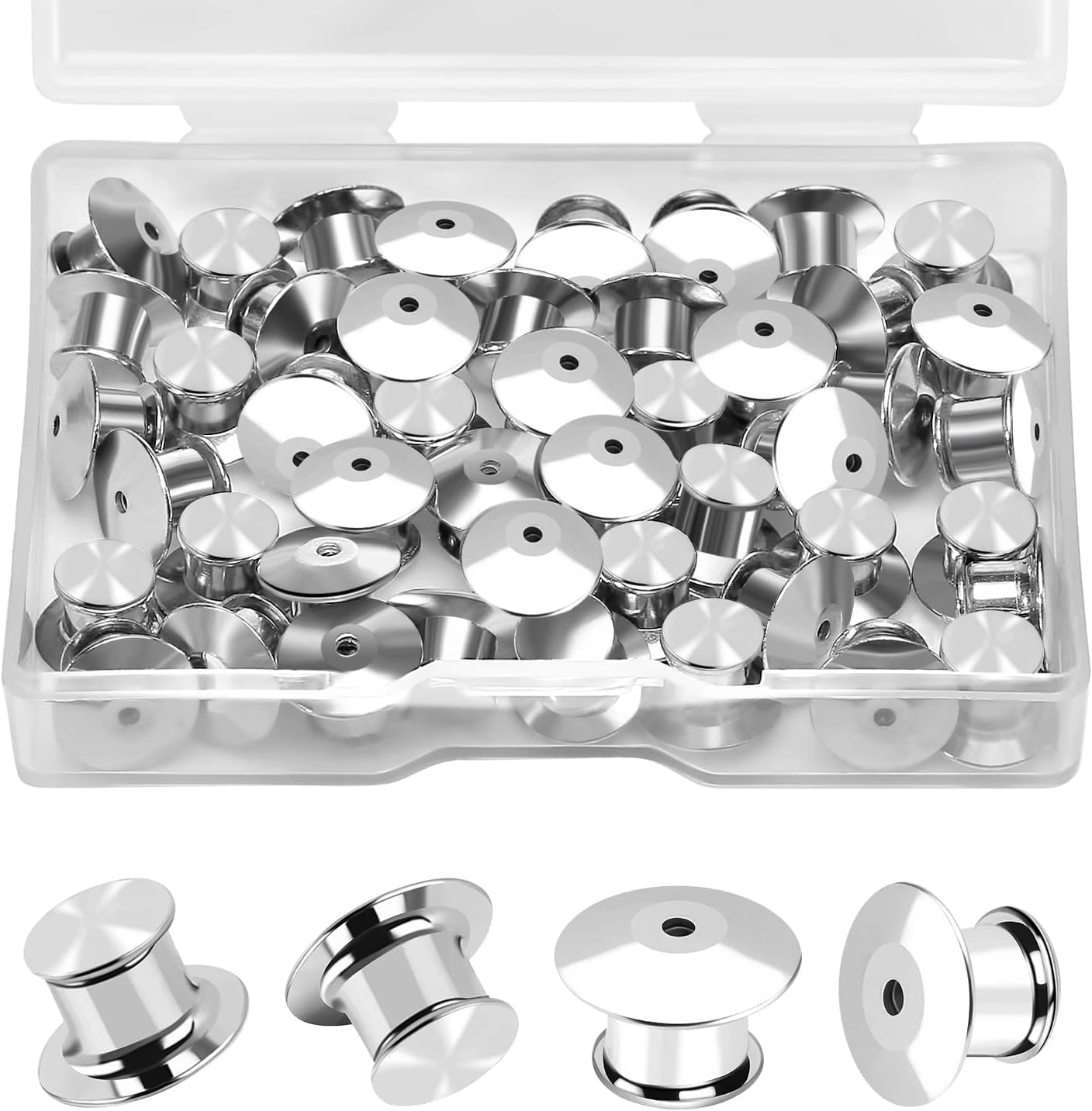 Ceryvop 100 PCS Locking Pin Backs Keepers Clasp, Metal Pin Locks Back