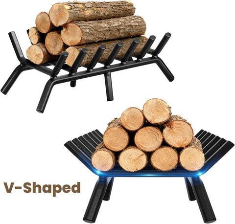 AMAGABELI GARDEN & HOME Fireplace Grate 30 inch Fire Pit Grate Fire Place Log Holder Wrought Iron Heavy Duty Solid Steel Indoor Outdoor Camping Hearth Firepit Firewood Wood Burning Rack Stove