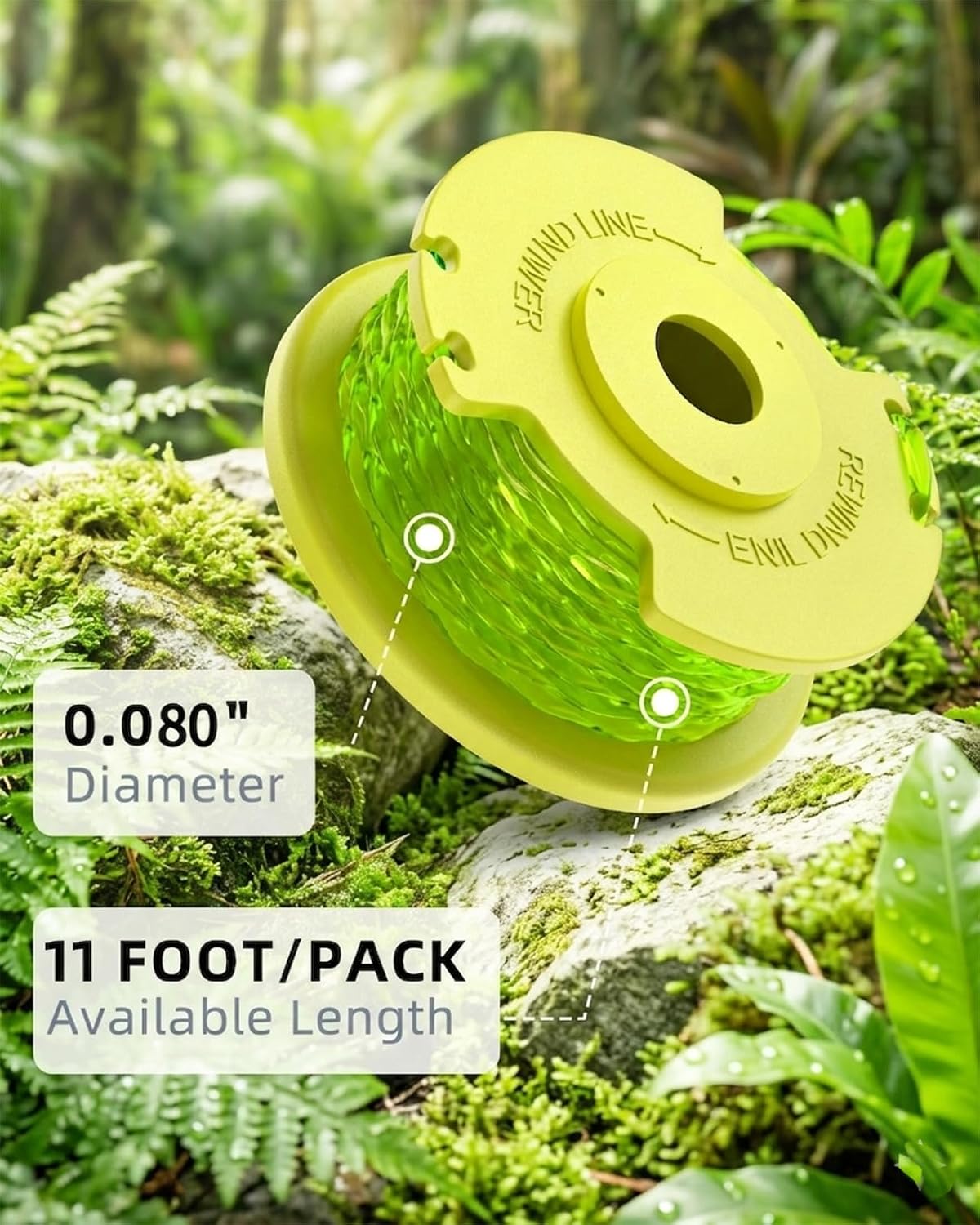 0.080" Weed Wacker String Replacement Compatible with Ryobi ONE+, AC80RL3