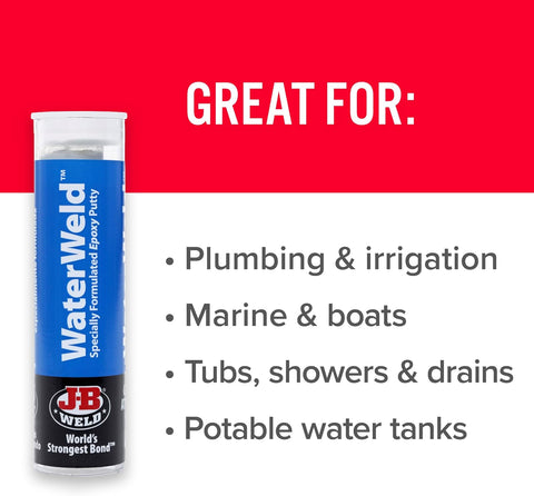 J-B Weld WaterWeld, 1 Hour Cure, Epoxy Putty Stick - 2 Pack, Off-White (8277-2)