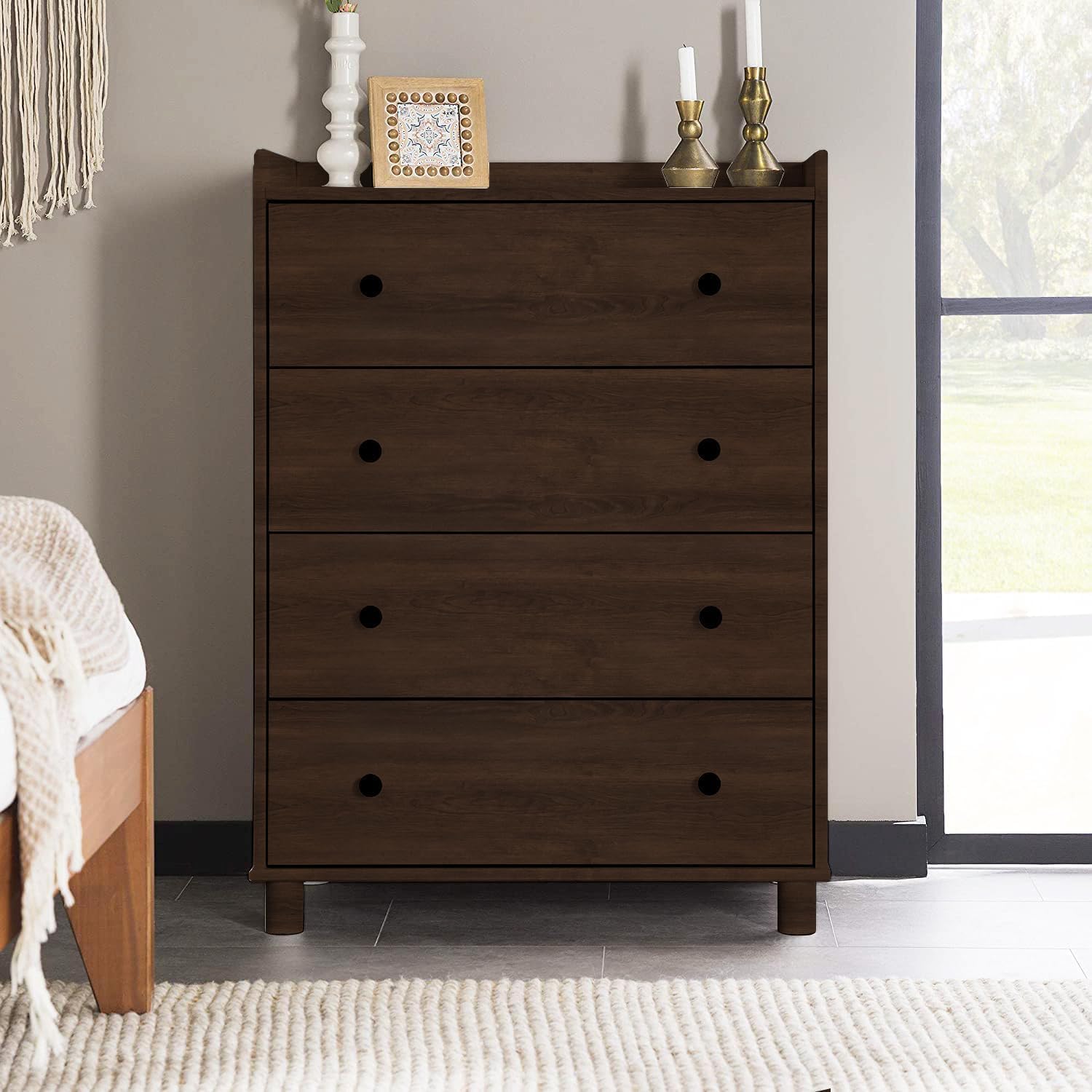 Wood Contact Paper Peel and Stick Dark Brown Walnut Wood Grain Wallpaper