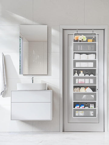 JARLINK Over the Door Organizer for Bedroom, Pantry, Bathroom, 5 Shelf Grey