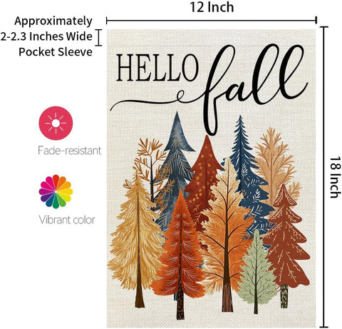 CROWNED BEAUTY Fall Welcome Trees Garden Flag for Outside 12x18 Inch