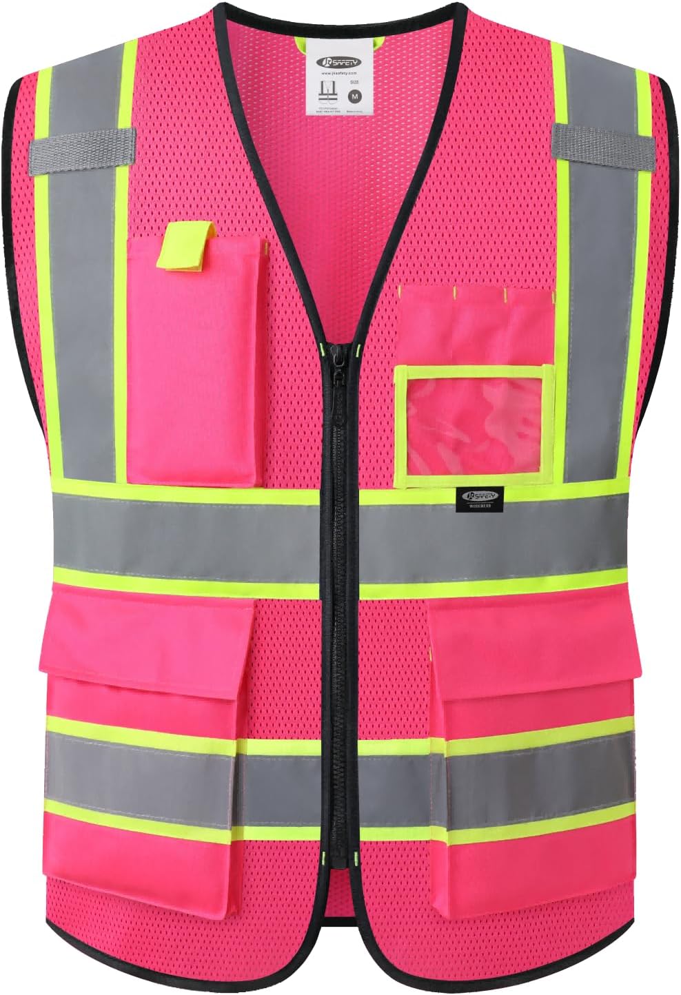 JKSafety Safety Vest for men women Reflective Vest with Pockets and Zipper High Visibility Vests BX340