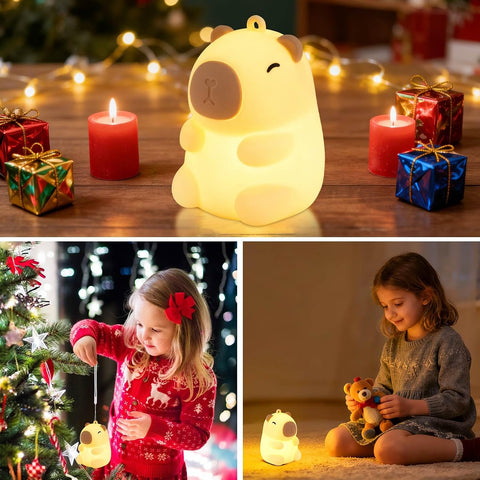 Cute Mini Capybara Night Light RGB Rechargeable for Nursery Bedroom