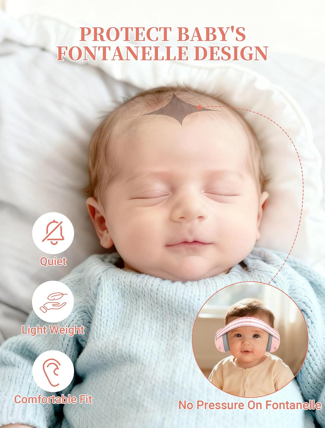 Baby Headphones for Noise, 2-in-1 Baby Ear Muffs Noise Protection