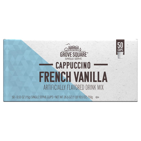 Grove Square Cappuccino Pods, French Vanilla, Single Serve, 50 Count (Pack of 1) - Packaging May Vary