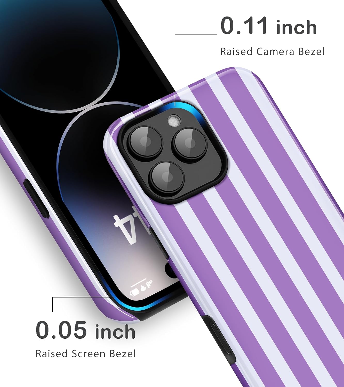 for iPhone 16 Pro Max Cute Striped Phone Case, Purple
