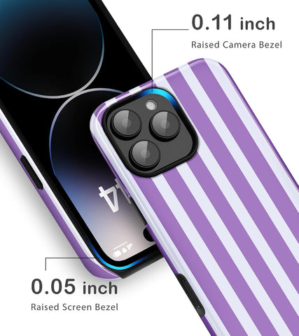 for iPhone 16 Pro Max Cute Striped Phone Case, Purple