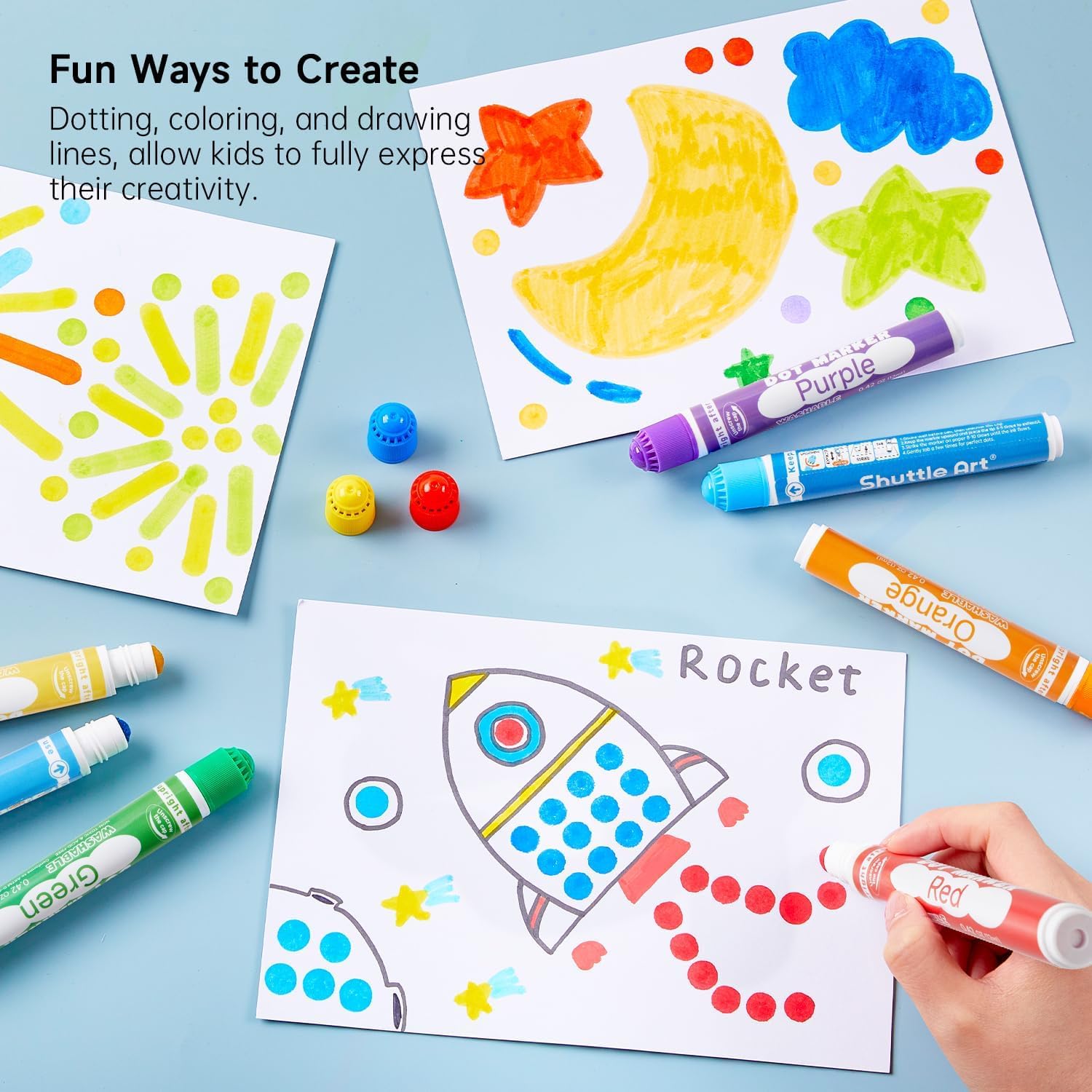 Shuttle Art Dot Markers, 10 Colors Washable Markers for Toddlers,Bingo Daubers Supplies Kids Preschool Children, Non Toxic Water-Based