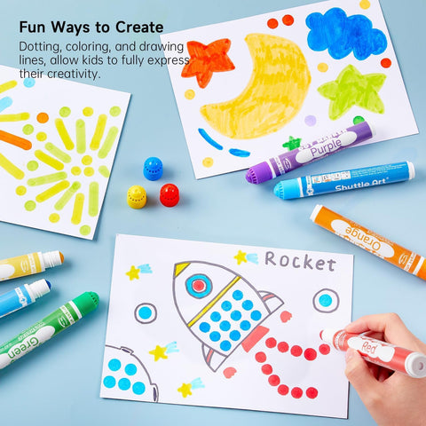 Shuttle Art Dot Markers, 10 Colors Washable Markers for Toddlers,Bingo Daubers Supplies Kids Preschool Children, Non Toxic Water-Based