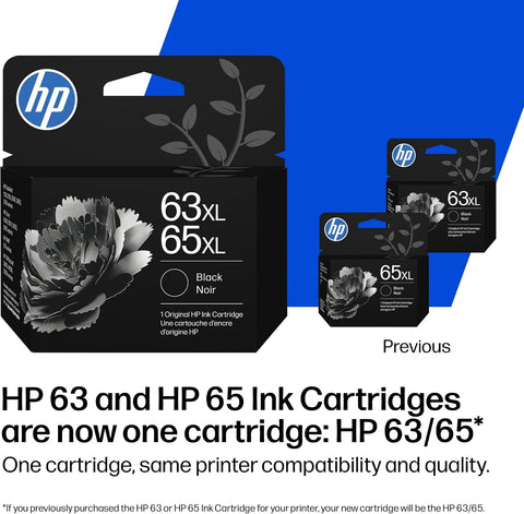HP 63XL/65XL Black High-Yield Ink Cartridge (Replaces Both 63XL & 65XL) | Works with AMP; DeskJet 1100, 2100, 2600, 3600; Envy 4500, 5000; OfficeJet 3800, 4600, 5200 Series | B7RT5AN