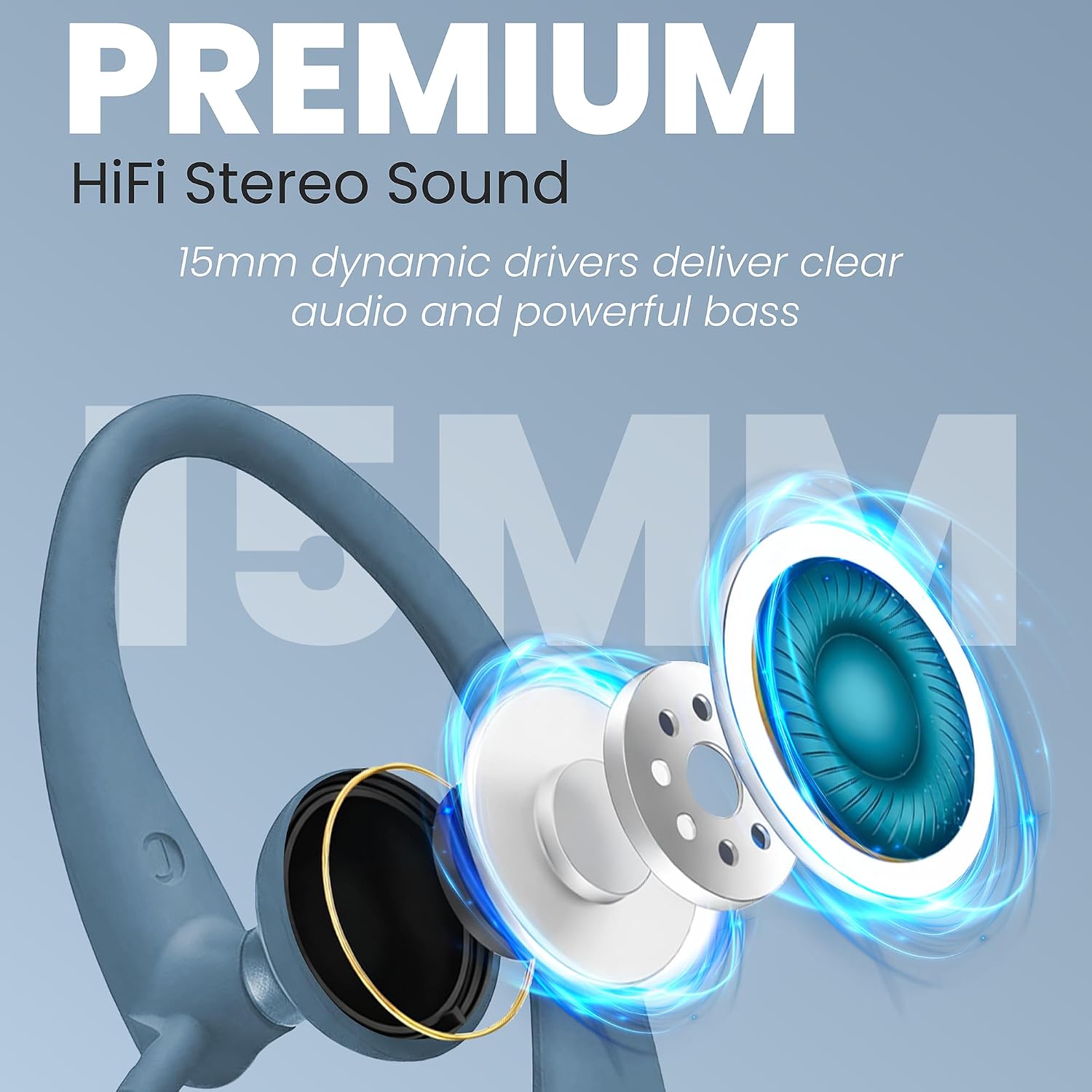 Philips SHS3200BL Flexible Earhook Headphones, Blue