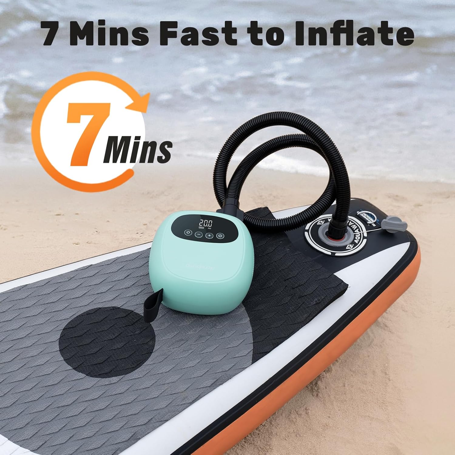 dwndpump Paddle Board Electric Pump, Rechargeable Battery-Powered Auto-Off