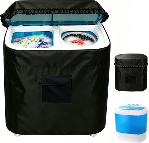 Twin Tub Washing Machine Cover for 9.9lbs Portable Mini Compact Washer Machine,Waterproof, Sun-Proof, Extend their Service Life, Zipper Design for Easy Use (21.9"W×14.8"D×23.2"H)